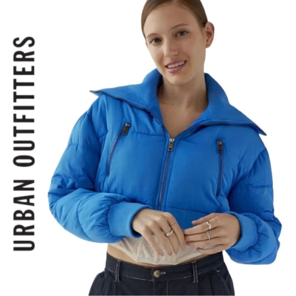 NEW UO Urban Outfitters Lily Cropped Blue Puffer Coat Jacket XXL XXXL